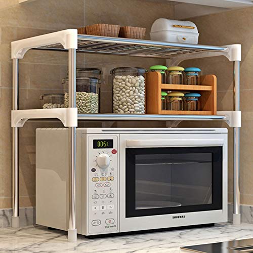 Cikuso Estante De Acero Ajustable del Horno De Microondas Estante Desmontable Estantes De Vajilla De Cocina Estante De Almacenamiento De Ba？o En Casa Soporte