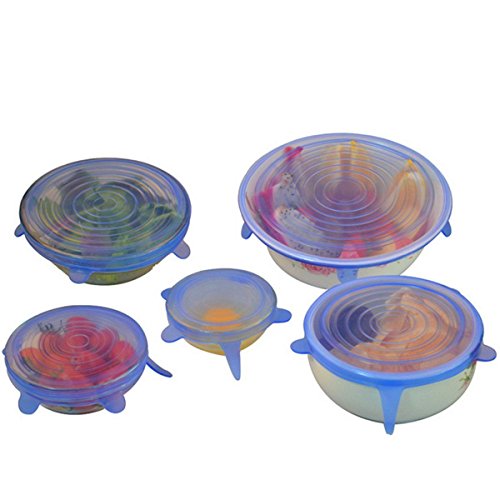 Cikuso Tapas de estiramiento de silicona 6 paquetes de diferentes tamanos Cubiertas de alimentos para tazas, ollas, latas, platos, jarras