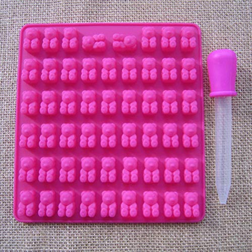 cineman Moldes De Silicona para Caramelos, Moldes para Osos De Caramelo De 53 Agujeros con Goteros para Moldes De Chocolate, Gelatina, Goma De Mascar, Jabón, Oso De Goma