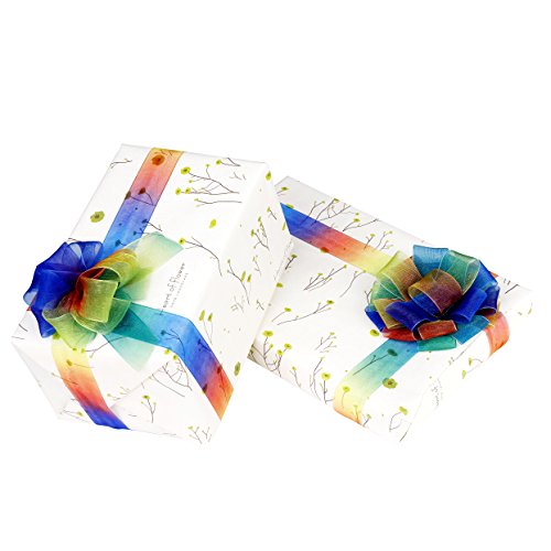 Cinta de Organza 50 Yardas Colorido Gradiente Shimmer Sheer Satén Cintas Colores de Arco Iris para DIY Manualidades Bodas Fiestas Cumpleaños Festivales Decoración 25mm