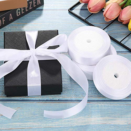 Cinta de raso, 1 rollo de 25 mm x 22 m, cinta de raso blanca