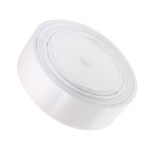 Cinta de raso, 1 rollo de 25 mm x 22 m, cinta de raso blanca