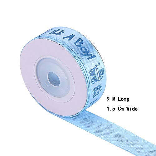 Cinta de Raso Para Niño,Cintas Para Manualidades y Telas de Tela, Bodas, Tartas de Cumpleaños y Decoración del Hogar, Azul (10 Yardas 1.5 Cm,2 Volúmenes)
