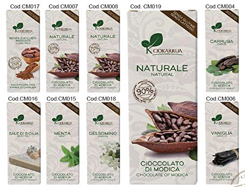 Ciokarrua sin gluten Modica Chocolate barra de granada sin lactosa / granada chocolate de Modica - 3 x 100 gramos