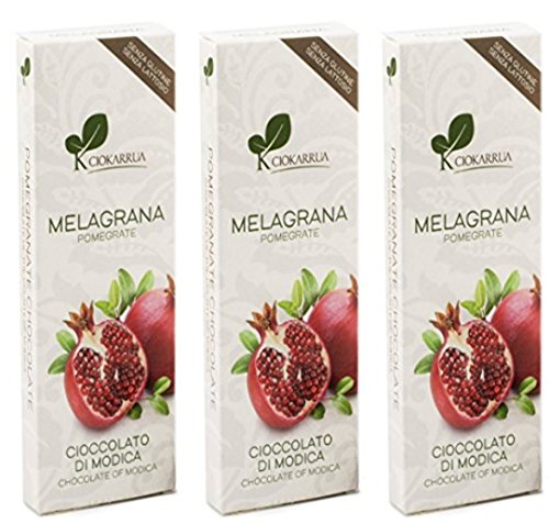 Ciokarrua sin gluten Modica Chocolate barra de granada sin lactosa / granada chocolate de Modica - 3 x 100 gramos