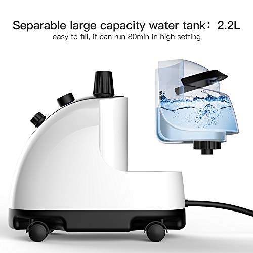 CIRAGO Plancha de Vapor Vertical para Telas y Ropa, 2.2 L (740Z), 80 Minutos de Vapor Continuo, 2 Niveles de Ajuste de Vapor con Accesorio para Diferentes Telas/Percha/Guantes Anti-Quemaduras