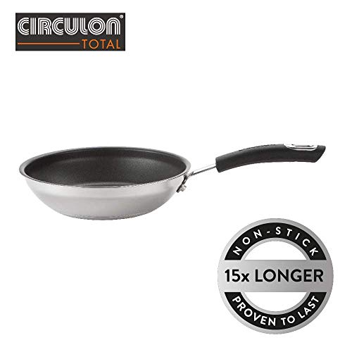 Circulon Total sartén de Acero Inoxidable, sartén Antiadherente para una cocción Uniforme y Completa, sartén pequeña Apta para Todo Tipo de cocinas Incluidas de inducción, 22 cm
