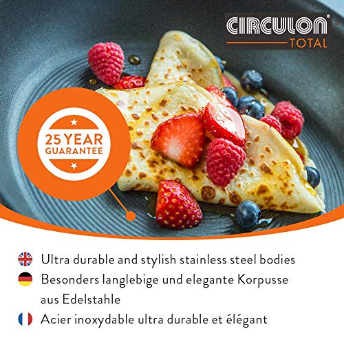 Circulon Total sartén de Acero Inoxidable, sartén Antiadherente para una cocción Uniforme y Completa, sartén pequeña Apta para Todo Tipo de cocinas Incluidas de inducción, 22 cm