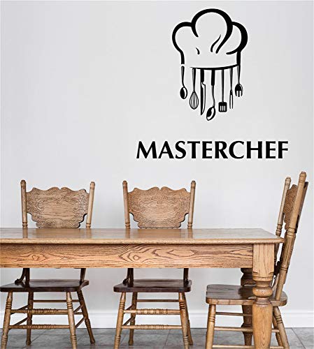 Citas Vinilo Arte de la pared Calcomanías Decir palabras Atributos de letras extraíbles Cuchara popular Cuchara tradicional y batidor de huevos Instrumentos Chef principal para cocina o comedor