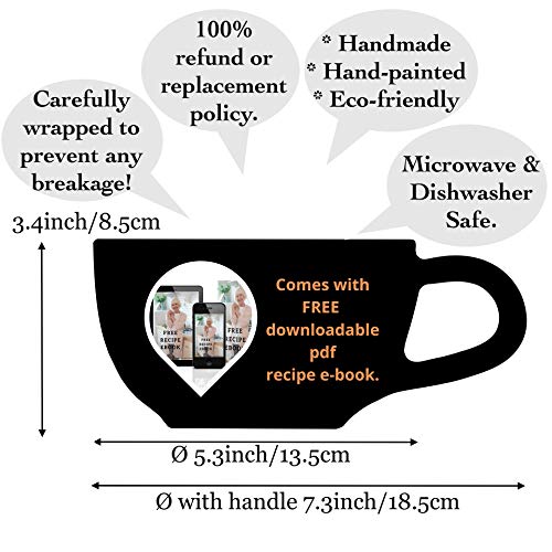 City to Cottage® Light Sky Blue and White | Polka Dot Spotty | Diseñador pintado a mano | Cerámica única extra grande 16 oz/500 ml | Capuchino café sopa té tazas con mango | Regalo
