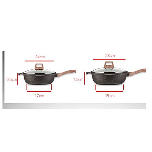 CJTMY Sartenes y sartenes antiadherentes con Tapa, Cesta de freír y Rejilla de Vapor, sartén de Cobre Antiadherente con Tapa, Wok con Tapa, (Size : S)