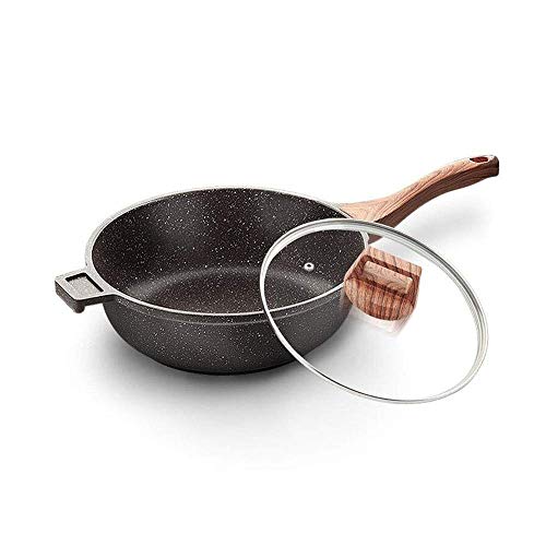 CJTMY Sartenes y sartenes antiadherentes con Tapa, Cesta de freír y Rejilla de Vapor, sartén de Cobre Antiadherente con Tapa, Wok con Tapa, (Size : S)