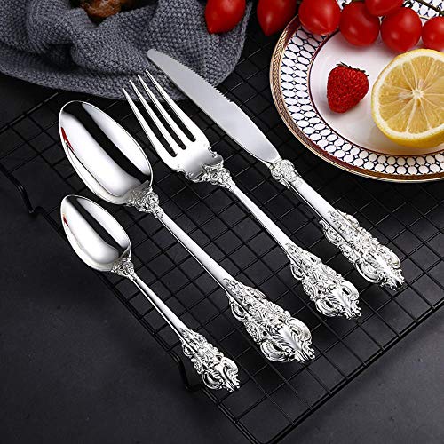 CJUFEICB Juego de Cubiertos de Plata de Lujo de 24 Piezas Juego de Cena Vajilla Cubiertos Cena Tenedor Cuchillo Envío de la Gota,