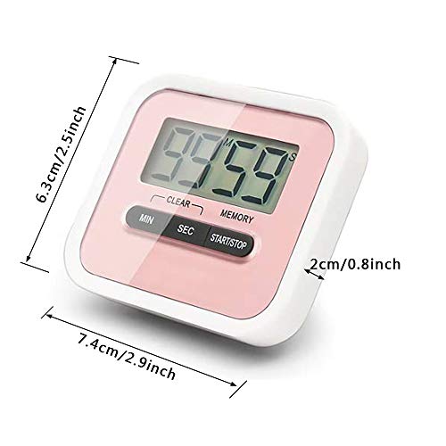 CKANDAY 2 Paquete temporizador de cocina digital con 2 mini posavasos de té, reloj con Alarma con soporte y clip magnéticos, minuto segundo positivo Cuenta atrás transparente Pantalla LCD grande