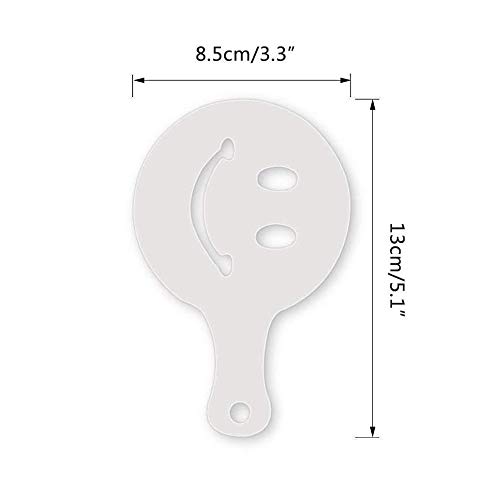 CKANDAY Juego de 36 piezas para hacer café y manualidades,32 plantillas para decoración de café + 2 rotuladores de leche +2 unidades de cuchara de mezclar con patrón de espiral,2 en 1,tarta de mousse