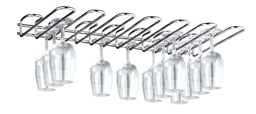 CKB Ltd® - Estante de cristal montado en la pared para debajo del armario – sostiene cualquier tipo de copas de vino y copas de cristal, vidrio cromo, 6 Row - 53cm