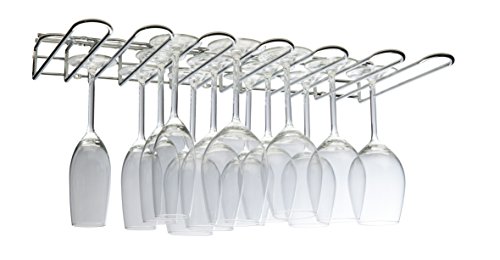 CKB Ltd® - Estante de cristal montado en la pared para debajo del armario – sostiene cualquier tipo de copas de vino y copas de cristal, vidrio cromo, 6 Row - 53cm