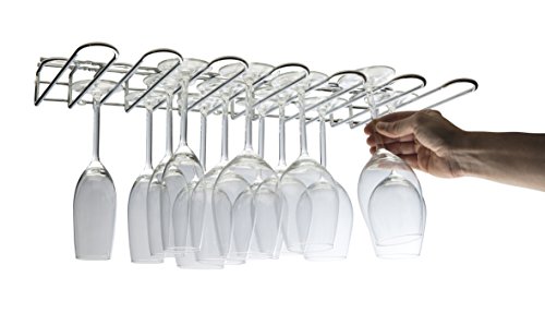 CKB Ltd® - Estante de cristal montado en la pared para debajo del armario – sostiene cualquier tipo de copas de vino y copas de cristal, vidrio cromo, 6 Row - 53cm