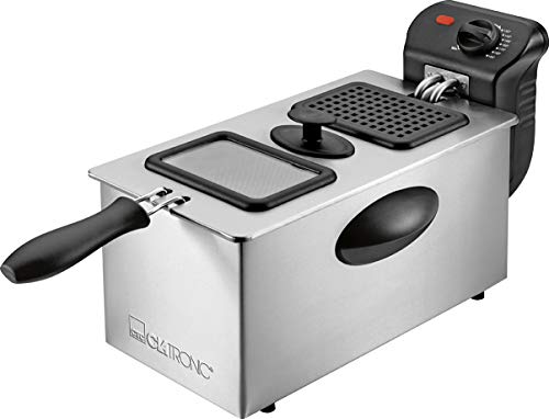 Clatronic FR 3587 Freidora desmontable, 2000 W, 3 litros, Acero Inoxidable, Plateado