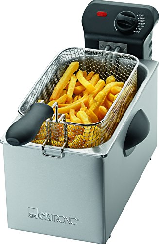 Clatronic FR 3587 Freidora desmontable, 2000 W, 3 litros, Acero Inoxidable, Plateado