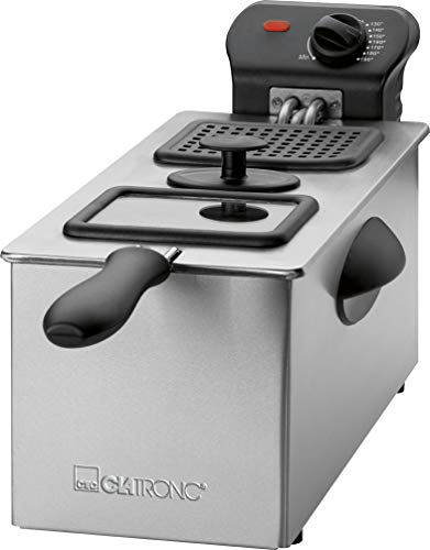 Clatronic FR 3587 Freidora desmontable, 2000 W, 3 litros, Acero Inoxidable, Plateado