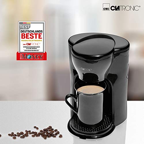 Clatronic KA 3356 Cafetera eléctrica pequeña de goteo automática, capacidad de 1 taza café, 300 W, 1 Cups, plástico, Negro