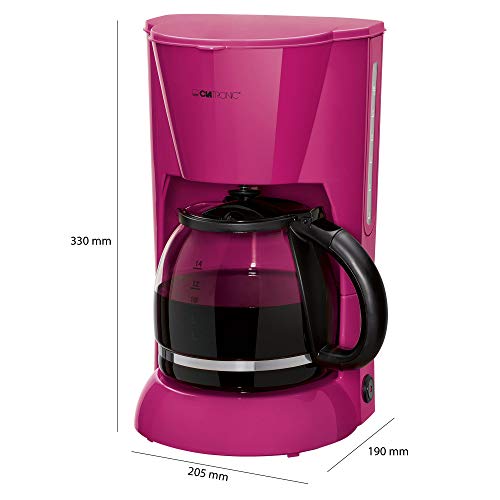 Clatronic KA 3473 Cafetera eléctrica de goteo automática, máquina café de filtro capacidad 12 a 14 tazas, 1,5 litros, función de mantenedora calor, 900 W, Cups, Plástico, Morado