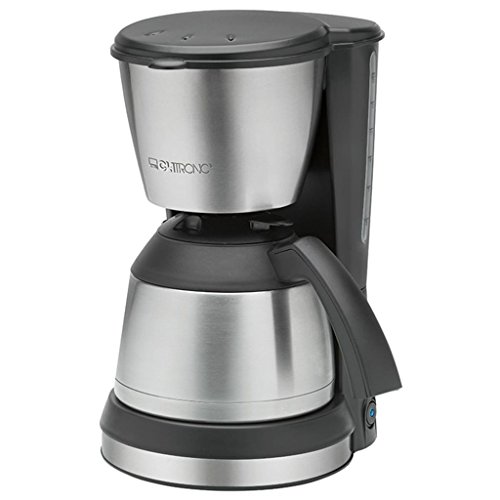 Clatronic KA 3563 Cafetera Eléctrica de Goteo Automática con Jarra, 800 W, 1.2 litros, Acero Inoxidable, Negro/Plata