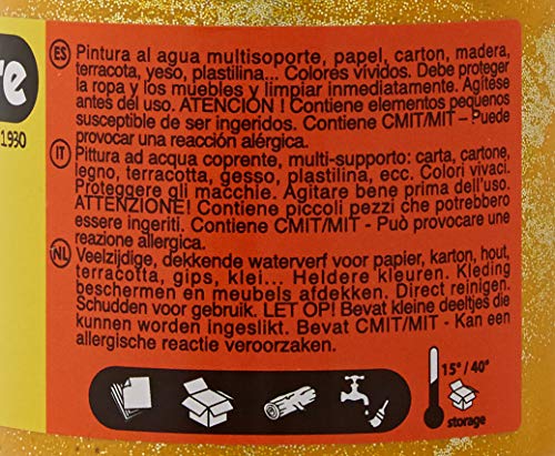 Cleopatre - PP250-7 - Pintura con purpurinas plateadas - Frasco de 250 ml - Amarillo dorado