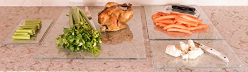 Clever Chef - Tabla de Cortar - No resbala, Resistente a los Golpes y no se Raya ni se Mancha - Apta para el lavavajillas - Cristal - Pack de 4 de Diferentes tamaños