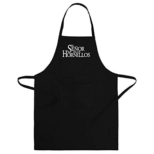 ClickInk Delantal Divertido y Original. Parodia El señor de los Anillos - El señor de los hornillos. Regalo Friki. Cintas.