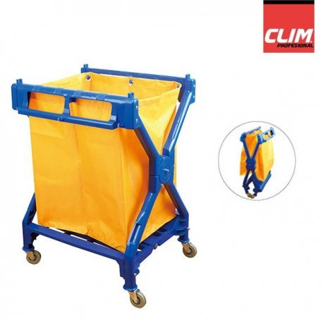 Clim Profesional Carro de lavandería Plegable Carro Plegable para Uso en lavandería, hospitales, hoteles, hostales o residencias. con Lona Resistente de 200 litros