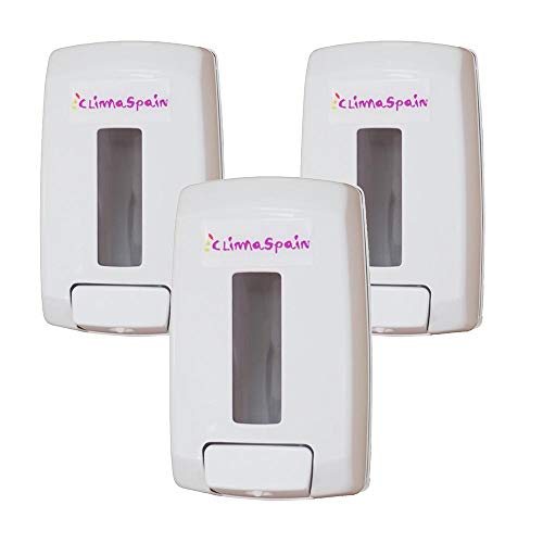 ClimaSpain - Pack x 3 Dispensador de Gel Hidroalcoholico Manual · Dosificador de Jabon en Pared de 1'1 L Blanco · Dispensador de Desinfectante Manos con Sistema de Cierre con Llave