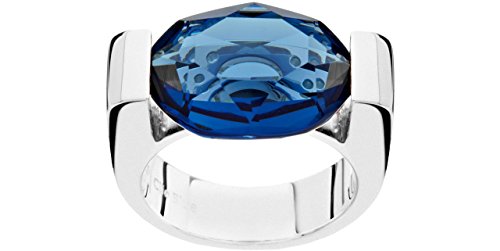 Clio Blue-Anillo para mujer de plata 925 y cristal Swarovski, color azul, para lavamanos, 12 g, T52