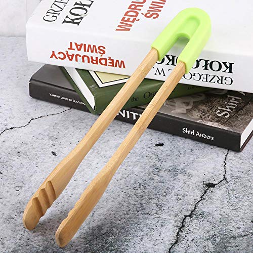Clip de Madera Abrazadera Clip de BARBACOA Comida Buffet Pinzas Pan Filete de Cocina Abrazadera Herramienta de Servicio Utensilios de Cocina con Mango de Sílice(Verde)
