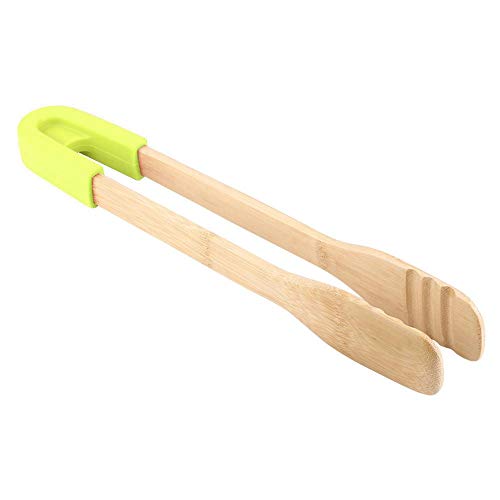 Clip de Madera Abrazadera Clip de BARBACOA Comida Buffet Pinzas Pan Filete de Cocina Abrazadera Herramienta de Servicio Utensilios de Cocina con Mango de Sílice(Verde)