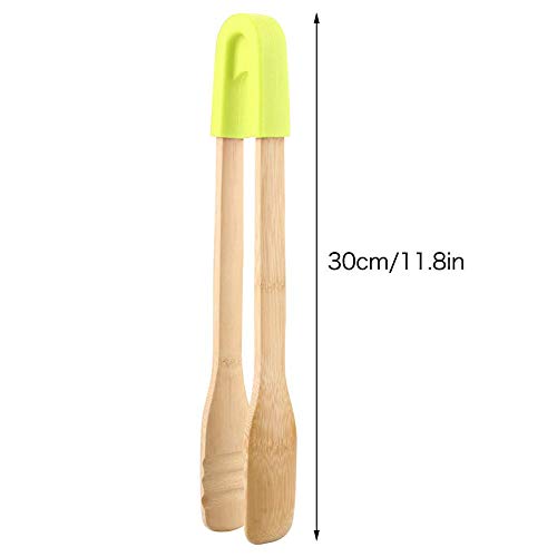 Clip de Madera Abrazadera Clip de BARBACOA Comida Buffet Pinzas Pan Filete de Cocina Abrazadera Herramienta de Servicio Utensilios de Cocina con Mango de Sílice(Verde)