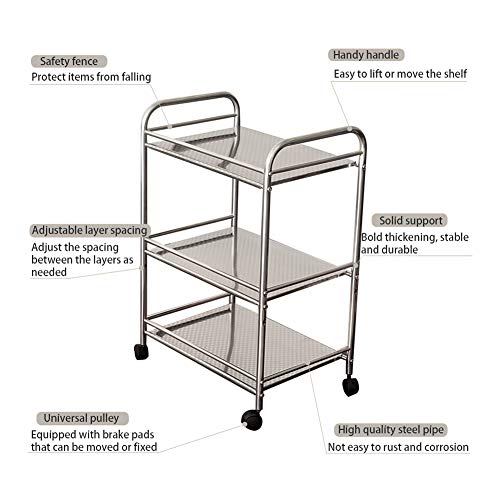 clipop Carrito de cocina con ruedas baño carro cocina Carrito camarera presupuesto Carrito Multiusos (universal retención de carrito con 3, 4 o 5 pisos
