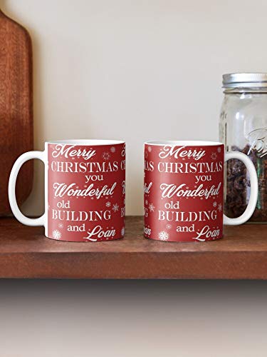 ClownZii Its Snowflake Wonderful Merry A Bailey Building George James Stewart Christmas Jimmy Life Loan and Taza de café con Leche 11 oz