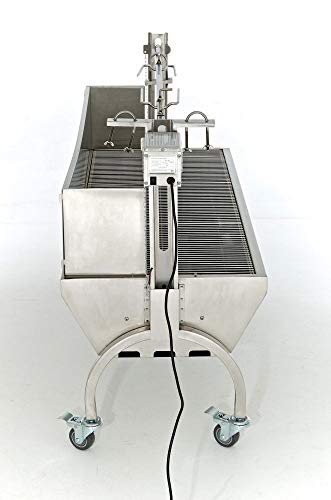CLP Barbacoa Pro Monty para Cochinillos con Motor I Barbacoa en Acero Inoxidable & con Ruedas & Un Freno I Parillas de Cocción Esmaltadas I, Color:Acero Inoxidable