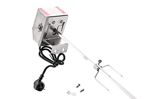 CLP Pincho para BBQ con Motor del asador 220V- 240V, 50/60 Hz, 4W I Pincho Asador Rotatorio con Material De Fijación & Contrapeso I Plateado