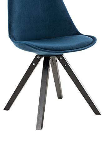 CLP Silla Comedor Nórdica Pegleg En Terciopelo I Silla De Sala con Patas Cuadradas De Madera I Butaca Salón Escandinava I Color: Azul, Negro