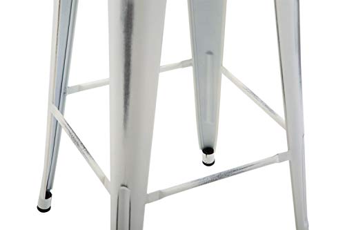 CLP Taburete De Bar Metálico Joshua V2 con Reposapiés I Taburete Apilable Sin Respaldo I Taburete Alto Moderno & En diseño Industrial I Color: Antik weiß