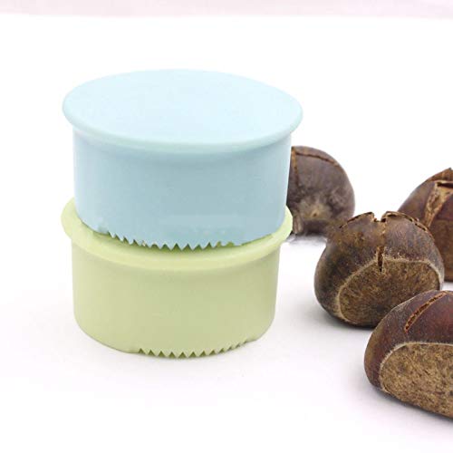 Clxayngg-htojaz Cascanueces, Cocina cascanueces Clip, galleta de la nuez de castaña Fácil mano rápida clip cortador Gadgets, (amarillo y azul) (Color : Blue)