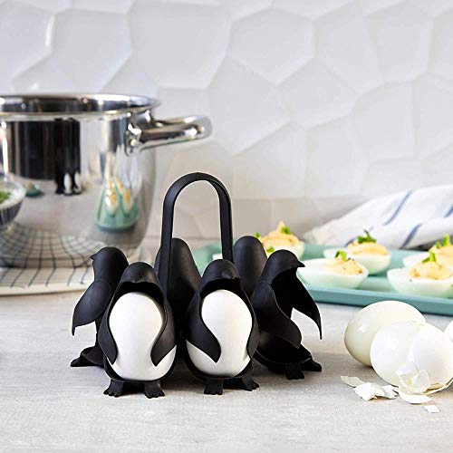 CML - Huevera con forma de pingüino (6 rejillas), soporte multifuncional para cocina de huevos para refrigerador y herramientas de cocina para cocinar huevos comestibles