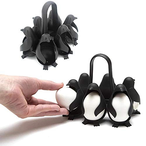 CML - Huevera con forma de pingüino (6 rejillas), soporte multifuncional para cocina de huevos para refrigerador y herramientas de cocina para cocinar huevos comestibles