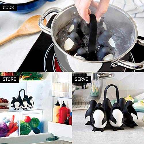 CML - Huevera con forma de pingüino (6 rejillas), soporte multifuncional para cocina de huevos para refrigerador y herramientas de cocina para cocinar huevos comestibles