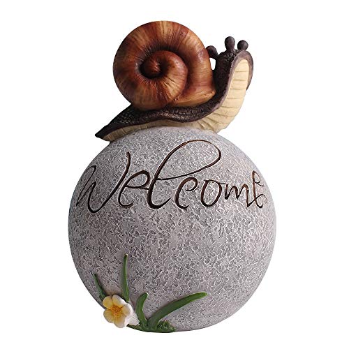 CMmin Adorno de Jardin Escultura de Arrastre Lindo Caracol En la Piedra Redonda decoración de jardín Estatua Animal Yark Animal Art Cubierta al Aire Libre Decoración 7,5 Pulgadas