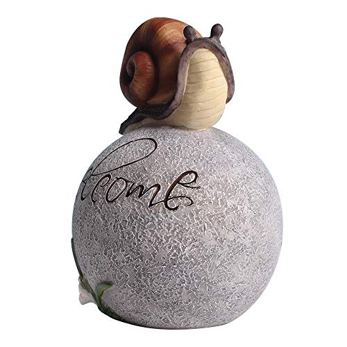 CMmin Adorno de Jardin Escultura de Arrastre Lindo Caracol En la Piedra Redonda decoración de jardín Estatua Animal Yark Animal Art Cubierta al Aire Libre Decoración 7,5 Pulgadas