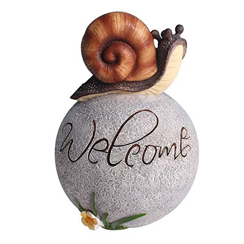 CMmin Adorno de Jardin Escultura de Arrastre Lindo Caracol En la Piedra Redonda decoración de jardín Estatua Animal Yark Animal Art Cubierta al Aire Libre Decoración 7,5 Pulgadas